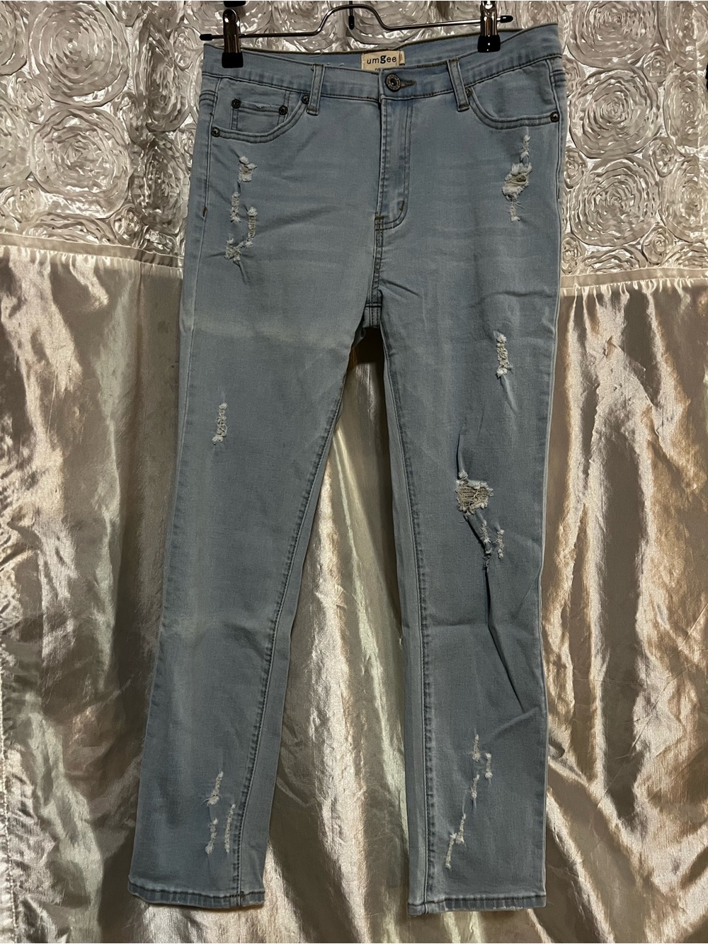 Umgee Light Blue Distressed Skinny Jeans
